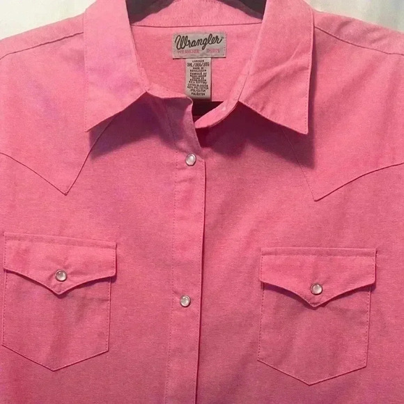 Wrangler Tops - Wrangler western button up pearl snap shirt pink 3xl